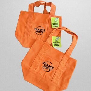 Trader Joe's Orange Canvas Mini Tote Bags